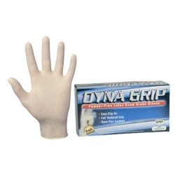 SAS Safety 650-1002 Dyna Grip PF Latex Gloves - Box of 100, Medium