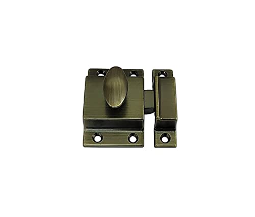 QCAA Traditional Large Oval Turn Cabinet Latch, Solid Brass, 2", for Cupboard & Other Furniture, Brushed Antique Brass, 1 Pack, Made in Taiwan - color: Brushed Anqitue Brass, size: 1 Pack