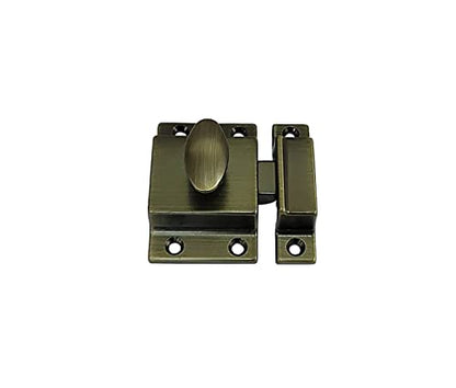 QCAA Traditional Large Oval Turn Cabinet Latch, Solid Brass, 2", for Cupboard & Other Furniture, Brushed Antique Brass, 1 Pack, Made in Taiwan - color: Brushed Anqitue Brass, size: 1 Pack