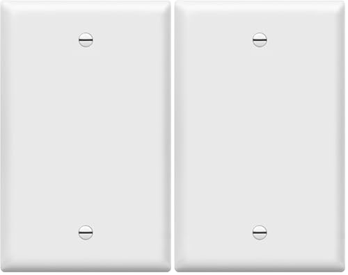 ENERLITES Blank Device Wall Plate, Gloss Finish, Mid-Size 1-Gang 4.88" x 3.11", Unbreakable Polycarbonate Thermoplastic, UL Listed, 8801M-W, White (Pack of 2) - color: White, size: Mid-size (Pack of 2)