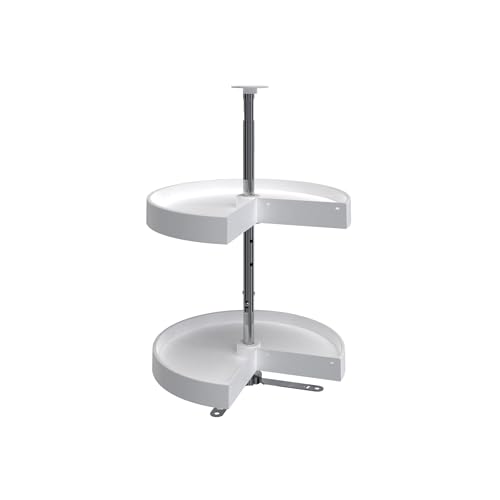 Rev-A-Shelf 18" Pie-Cut Dual Tier Lazy Susan Organizer for Corner Wall Kitchen Cabinets, Plastic Home Rotating Storage Shelves, White, 2942-18-11-1 - size: 18 in