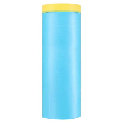 HARFINGTON Pre-Taped Masking Film 59.1" x82ft Adhesive Tape and Drape Painters Plastic Drop Cloth Film with Tape Plastic Sheeting for Automotive Painting Covering, Blue - color: Blue, size: 59.1"x82ft