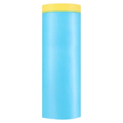 HARFINGTON Pre-Taped Masking Film 59.1" x82ft Adhesive Tape and Drape Painters Plastic Drop Cloth Film with Tape Plastic Sheeting for Automotive Painting Covering, Blue - color: Blue, size: 59.1"x82ft