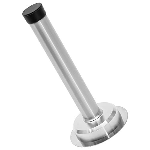 1pc 5 Inch Door Stops, Self Adhesive Long Door Stopper, Stainless Steel Sound Dampening Door Stop, Wall Mount Screw Doorstop with Rubber Bumper (Silver) - size: 5 Inch-Silver