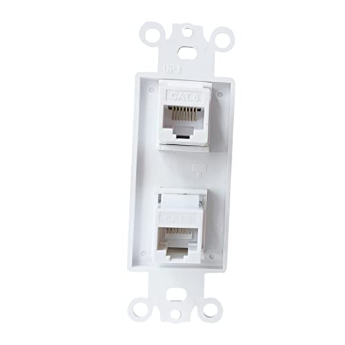2 Port Ethernet CAT6 Insert Wall Plate White - CAT6 RJ45 Keystone Jack Insert Cover Plate for Midsize/Oversize Wallplate - style: 2CAT6Insert