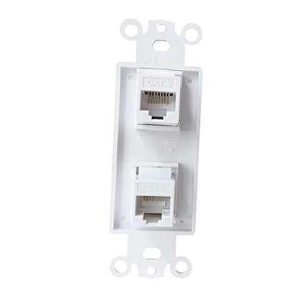 2 Port Ethernet CAT6 Insert Wall Plate White - CAT6 RJ45 Keystone Jack Insert Cover Plate for Midsize/Oversize Wallplate - style: 2CAT6Insert