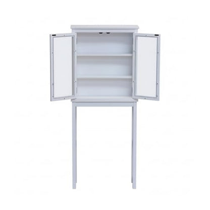 Alaterre Furniture Dorset Over-The-Toilet Storage Cabinet with Tempered Glass Doors – White Wood Bathroom Space Saver Organizer with Adjustable Shelves, Hutch & Wall Mount Hardware - size: Toilet Shelf + Glass Door Cabinet
