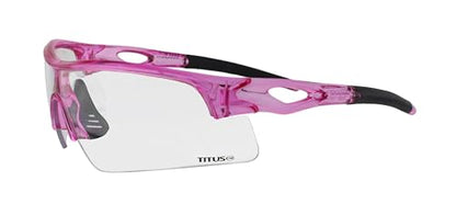 TITUS G20 All Sport Safety Glasses Shooting Eyewear Motorcycle Protection ANSI Z87+ Compliant - color: Pink Frame - Clear Lens - With Fitted Hard Case