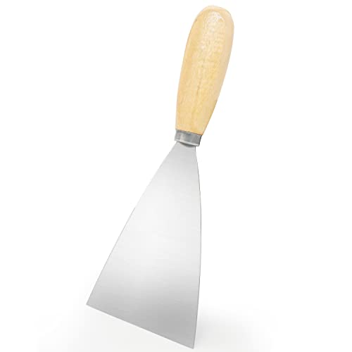 Putty Knife, 3.5 Inch Metal Scraper, wooden Handle Spackle Knives for Drywall, Decals, Wall paper, Patching, Painting, Taping, Scraping Coating