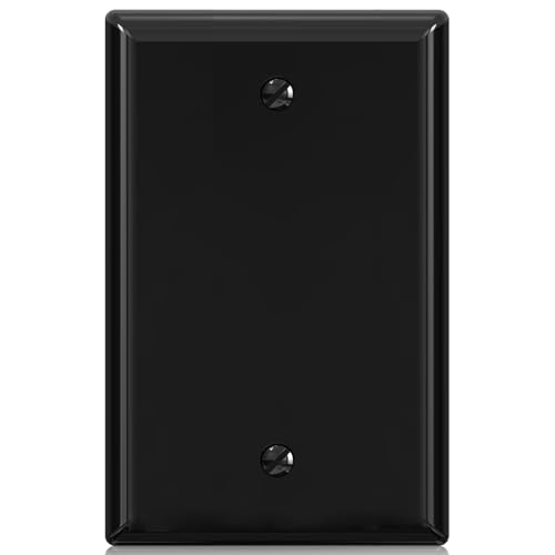 ELEGRP 1-Gang Blank Device Wall Plates, Mid-Size 4.88" H x 3.13" L Unbreakable Thermoplastic Blank Faceplate Cover for Unused Outlets/Switches, UL Listed (1 Pack, Glossy Black) - color: Black, size: 1 Pack