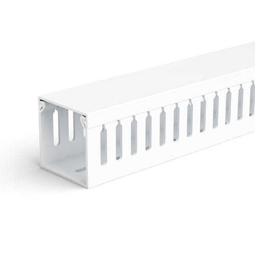 ZhiYo 2 x 2in Professional Server Rack Cable Management Raceway, 99in (6X L16.5in) Cable Raceway Kit, Electrically Safe PVC Open Slot Wire Raceway for Under Desk/Computer/Network Cords, White - color: White, size: 2in H × 2in W × 99in L