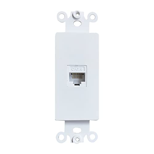 1 Port CAT6 Ethernet Wall Plate Insert - CAT 6 RJ45 Jack Insert Cover Plate for Midsize/Oversize Decorator Wallplate - White - style: 1CAT6Insert