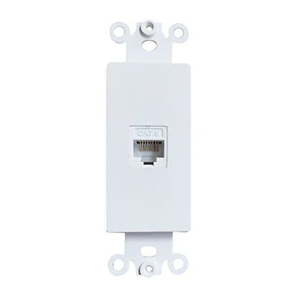 1 Port CAT6 Ethernet Wall Plate Insert - CAT 6 RJ45 Jack Insert Cover Plate for Midsize/Oversize Decorator Wallplate - White - style: 1CAT6Insert