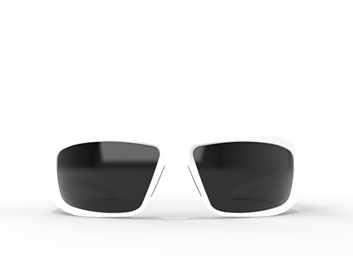 EDGE Brazeau Wrap-Around Safety Glasses, Anti-Scratch, Non-Slip, UV 400, Military Grade, ANSI/ISEA & MCEPS Compliant, 5.04" Wide, White Frame/Smoke Lens - color: White, style: Standard
