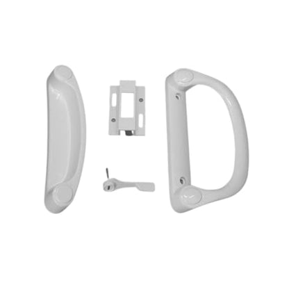 White Siding Patio Door Handle Kit | Handle Replacement for Sliding Glass Door Repair | Sliding Door Handle Kit with Keeper, Latch, and Screws (DH-508-W)