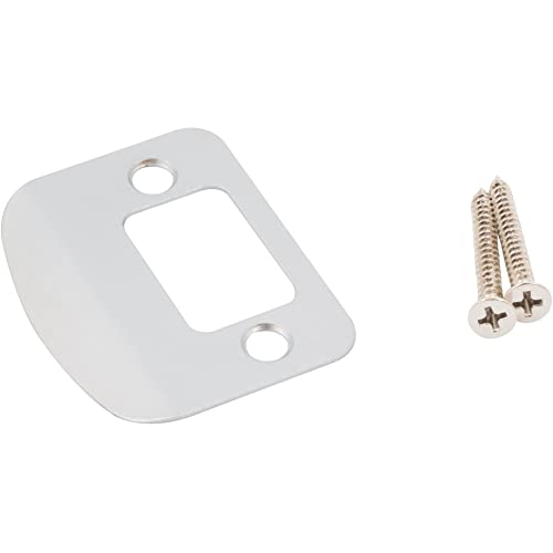 Stone Harbor Hardware Full Lip Round Corner Deadbolt Strike Plate, 2-1/4 Inches, 1-5/8" Center-to-Center, Satin Chrome - color: Satin Chrome