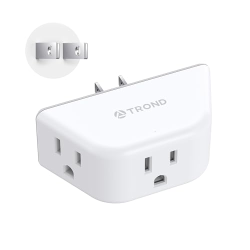 TROND 2 Prong to 3 Prong Outlet Adapter, 3-Way Angled Plug Extender with 3 AC Sockets, Wall Splitter for Non-Grounded Outlets in Old House, Cruise Essentials, White - color: White, size: 3AC-2 Prong Plug, 1 Pack