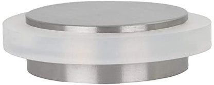EVI Herrajes | Adhesive Door Stop | Ø1.75" X 0.55" | Stainless Steel Body | Matte Finish | White Natural Silicone Rubber | Mod. I-203X12BAM - color: Stainless Steel - White Rubber