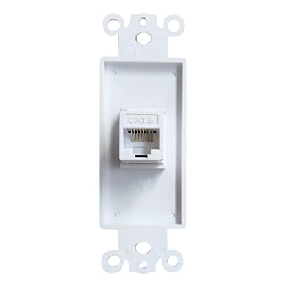 1 Port CAT6 Ethernet Insert Wall Plate White - CAT 6 RJ45 Keystone Jack Insert Pass Through Cover Plate for Midsize/Oversize Wallplate(2-Pack) - style: 1CAT6Insert(2P)