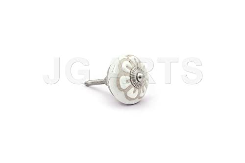 JGARTS 20 Knobs White Hand Painted Ceramic Knobs Cabinet Drawer Pull - color: White