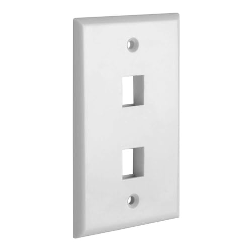 Cmple - 2 Port Keystone Wall Plate 1 Gang Wall Plate with Standard Size Ethernet Wall Plate Keystone Jack Insert Wall Plates - White - color: 2 Port White, size: Single