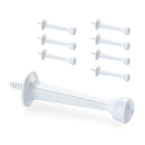 3" Door Stopper, 8 Pack Heavy Duty Solid Rigid Door Stops w/Plastics Tip for Wall and Door Protection, White Finish, HOME MASTER HARDWARE - color: White, size: 8 Pack