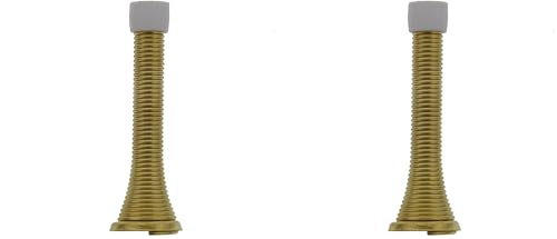 UltraHrdw 70010 Spring Door Stop, Premium Brass Finish (Pack of 2) - size: 1 Count (Pack of 2)