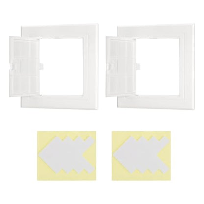 PATIKIL Access Panel for Drywall 5x5 Inch, 2 Set ABS Plastic Wall Hole Cover Access Door with Double-Sided Tape for Wall Ceiling Electrical, White