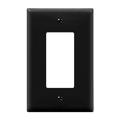 ENERLITES Decorator Light Switch or Receptacle Outlet Wall Plate, Gloss Finish, Midway Size 1-Gang 4.88" x 3.11", Polycarbonate Thermoplastic, UL Listed, 8831M-BK, Black - color: Black, size: Midsize