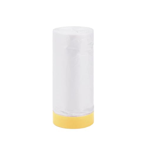 Pre-Taped Masking Film Plastic Cover PE Film Masking Paper 1 Pc 2200x90cm / 72.18ftx35.43" White Yellow