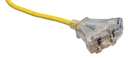 Southwire Heavy Duty Extension Cord, 100ft, 12 Gauge, 3 Conductor, General Purpose Cord, Lighted End, SJTW, Yellow, 4189SW8802