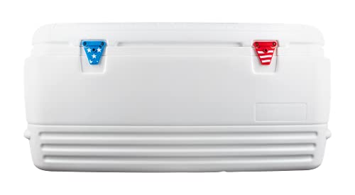 NeverBreak Parts - Igloo Cooler Replacement Parts - Large Repair Kit | High Strength Igloo Cooler Hinges Replacement with Latches | Ice Chest Repair Kit - color: White with Stars and Stripes