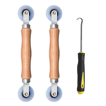 BAYTORY 3Pcs Screen Tool, Window Screen Spline Roller Tool with Wooden Handle and Nylon Bearing Wheels, Mesh Screen Door Repair Kit Durable and Easy to Use - style: Nylon