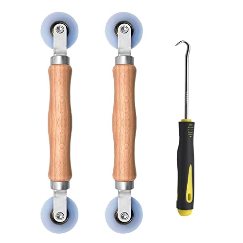 BAYTORY 3Pcs Screen Tool, Window Screen Spline Roller Tool with Wooden Handle and Nylon Bearing Wheels, Mesh Screen Door Repair Kit Durable and Easy to Use - style: Nylon