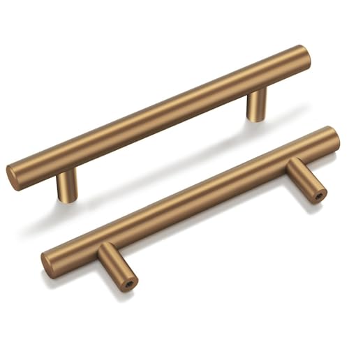 Goldenwarm 5 Pack Champagne Bronze Cabinet Pulls Gold Cabinet Handles 3-3/4 inch(96mm) Champagne Drawer Handles Brushed Bronze Drawer Pulls Kitchen Dresser Door Hardware - color: Champagne Bronze, size: 3-3/4in Hole Centers