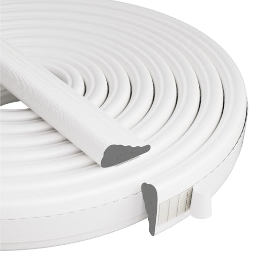 Wedge-Shape Window Weather Stripping Door Frame Seal Strip 2Pcs×196" White,Upgrade Black Foam,Soundproofing,Draft Stopper,Winter Insulation,Noise Blocker, Gap Filler for Exterior Front Door Side - color: White, size: 2pcs×196“