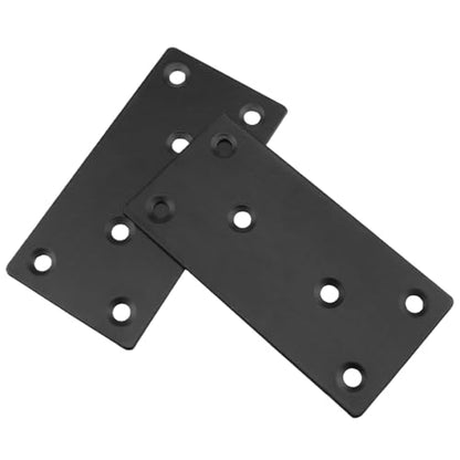 Lovelysp 4PCS Black Patch Plate Table Leg Bracket Installation Hardware Perforated Metal Plate 100×50mm/3.93×1.96inch with Screws for Furniture Legs Sofas Chairs cabinets, etc