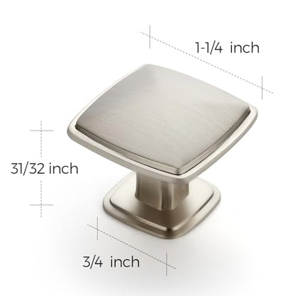Ravinte 15 Pack Brushed Nickel Kitchen Cabinet Square Knob Single Hole Cabinet Hardware for Dresser Drawer Cabinet Pulls Drawer Knobs Cabinet Knobs Contemporary Antique Rustic - color: Brushed Nickel