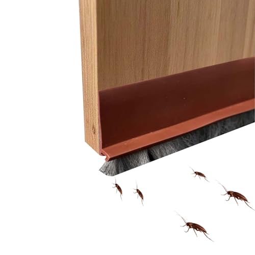39" Door Sweep Brush - Self-Adhesive Under Door Gap Filler for Dust/Bugs/Noise/Air Insulation, Door Draft Stopper & Blocker for Bottom of Door for Exterior & Interior, Brown, 1 Pack - color: Brown