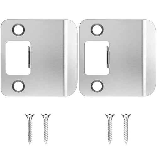 2 Pack Extended Strike Plate Round Corner Extended Lip Doors Strike Plate Extender 2-1/4" x 1-3/4", (2-1/4" Overall Length)(2.25 x 2.25 Inch,Silver) - color: Silver