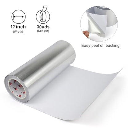BOMEI PACK Aluminum Foil Tape,Heavy Duty Metal Foil,High Temperature Silver Duct Tape,Perfect for Sealing & Patching,HVAC,Air Ducts,Insulation and Metal Repair (12 Inch) - size: 12 Inch X 30 Yards