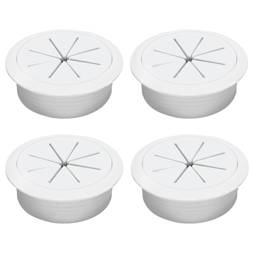 Desk Grommet 2-1/16" (53 mm), Desk Hole Cover for Cables White, Cable Grommet ABS Plastic, Desk Hole Grommet for Office and Home Table Cable, Detachable & Flexible Cable Cord Organizer-4 Pcs - size: 2-1/16"(53 mm)-4Pcs, style: White
