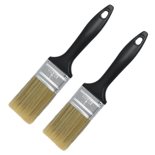 KUMGROT 2 Pcs 2 Inch Paint Brush Set, Soft Horsehair Long-Handled Brushes for Paint & Pigment Furniture Renovation Exterior Walls Wood Paneling, for Detailed Touch-Ups and Spot Repairs - size: 2"