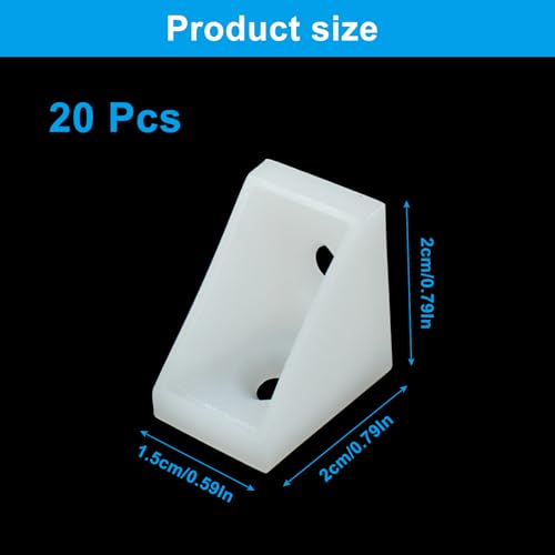 20 Pcs 0.79" White Plastic Right Angle Bracket L Brackets, 90 Degree Corner Brace Corner Support for Wood Shelf Chair Cabinet Box（0.79x0.59x0.79In） - style: No Screws(0.79"*0.59"*0.79")