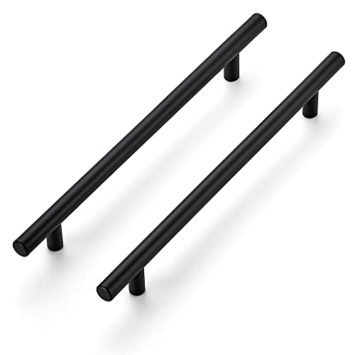 Ravinte 10 Pack 7-1/2 Inch Cabinet Handles Matte Black Stainless Steel Kitchen Cupboard Pulls 10" Length,7-1/2" Hole Center - size: 10 Inch（7-1/2 Inch Hole Center）