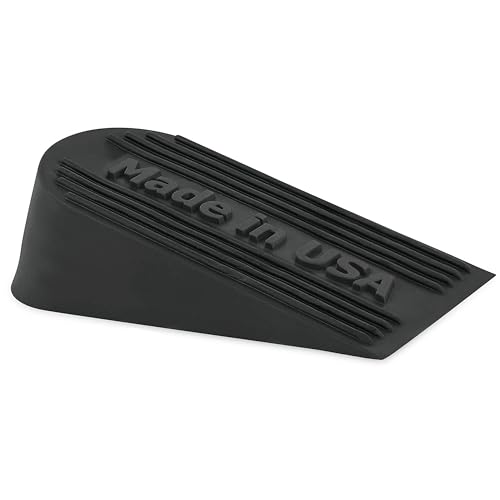 Large Big Rubber Door Stopper Made In USA - Door Stop Wedge for Carpet, Tile, Concrete Floor, Tall Door Stoppers for Bottom of Door - Heavy Duty for Commercial & Home - 6.5 x 2.75 x 1.9 Inches - Black - color: Black