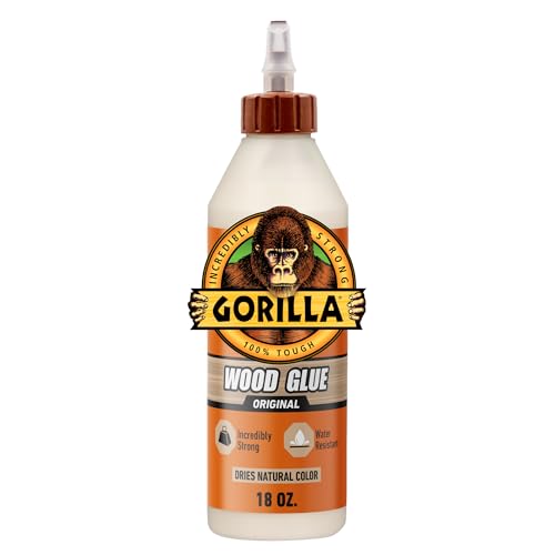 Gorilla Wood Glue, 18 Ounce Bottle, Natural Wood Color, (Pack of 1) - size: 18 Ounce