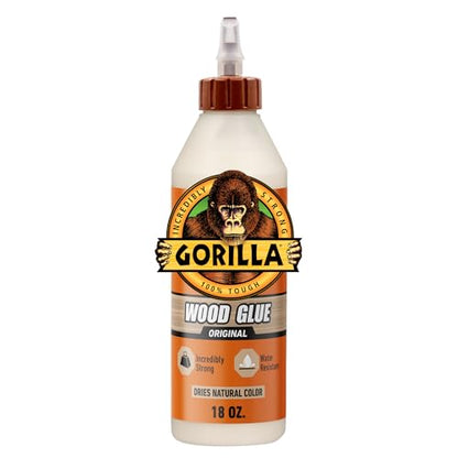 Gorilla Wood Glue, 18 Ounce Bottle, Natural Wood Color, (Pack of 1) - size: 18 Ounce