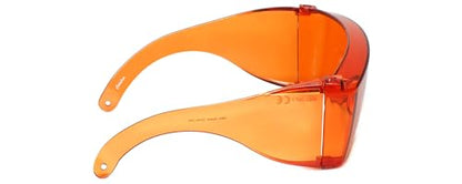 Calabria 3000 Fitover Safety Glasses with Uni-Lens – [Dark Orange Red] Wrap Around Eye Protection | Anti-Fog Scratch Resistant | Protective Eyewear - color: Dark Orange Red