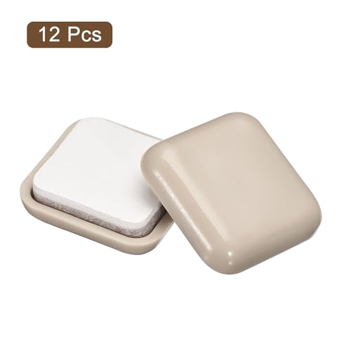 uxcell Furniture Sliders, 12Pcs 1" - Plastic Self-Adhesive Square Sliding Pads, Chair Glides for Carpeted Tile Vinyl Hardwood Floors (Grey) - size: 1"